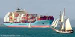 ID 1240 NORA MAERSK (2000/27300grt/IMO 9192478) and the brigantine BREEZE, based at the NZ National Maritime Museum in Auckland, makes a stunning contrast between the ages of sail and that of the modern-day...